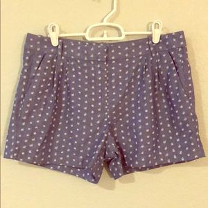Jcrew chambray pleated front polka dot shorts